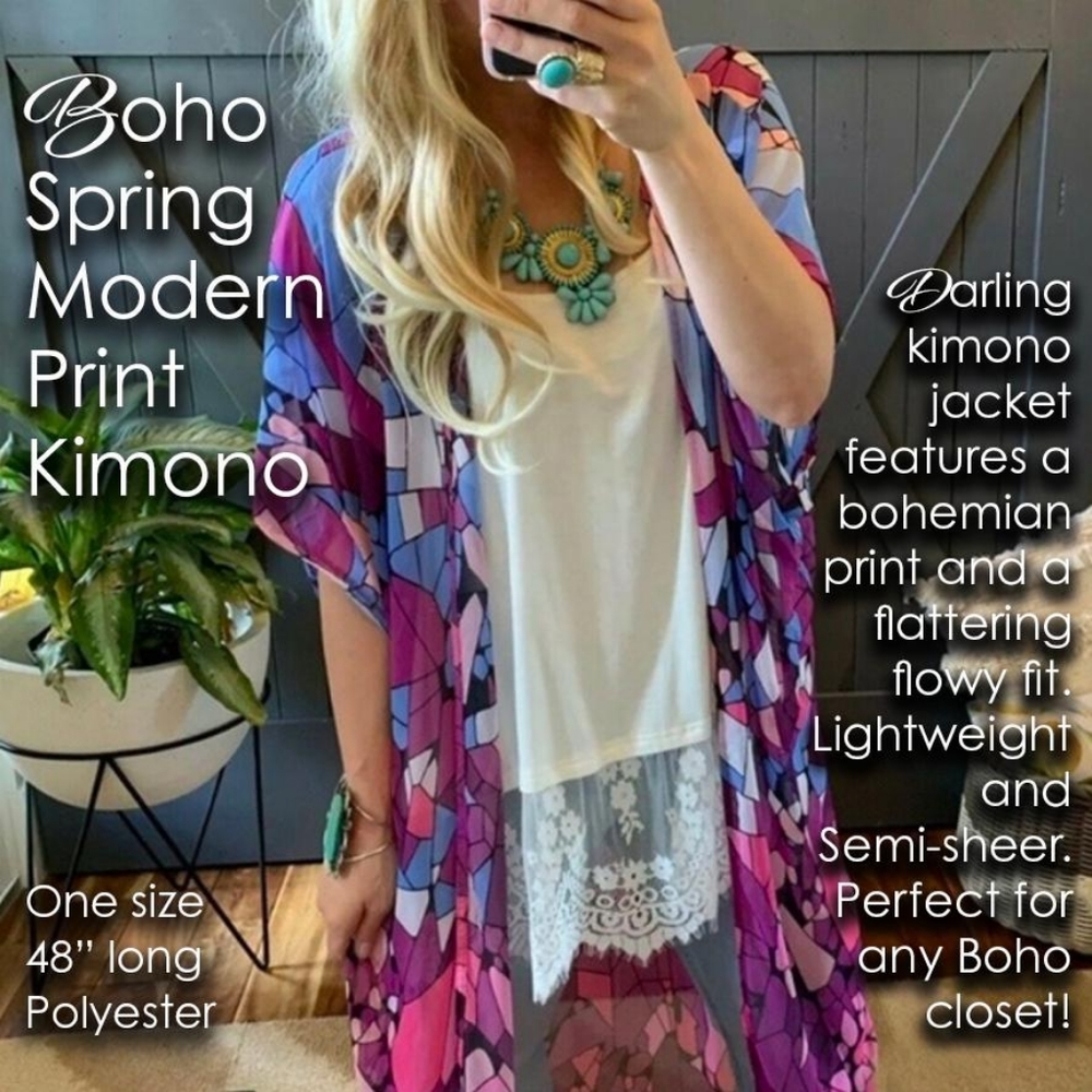 Boho Modern Print Kimono